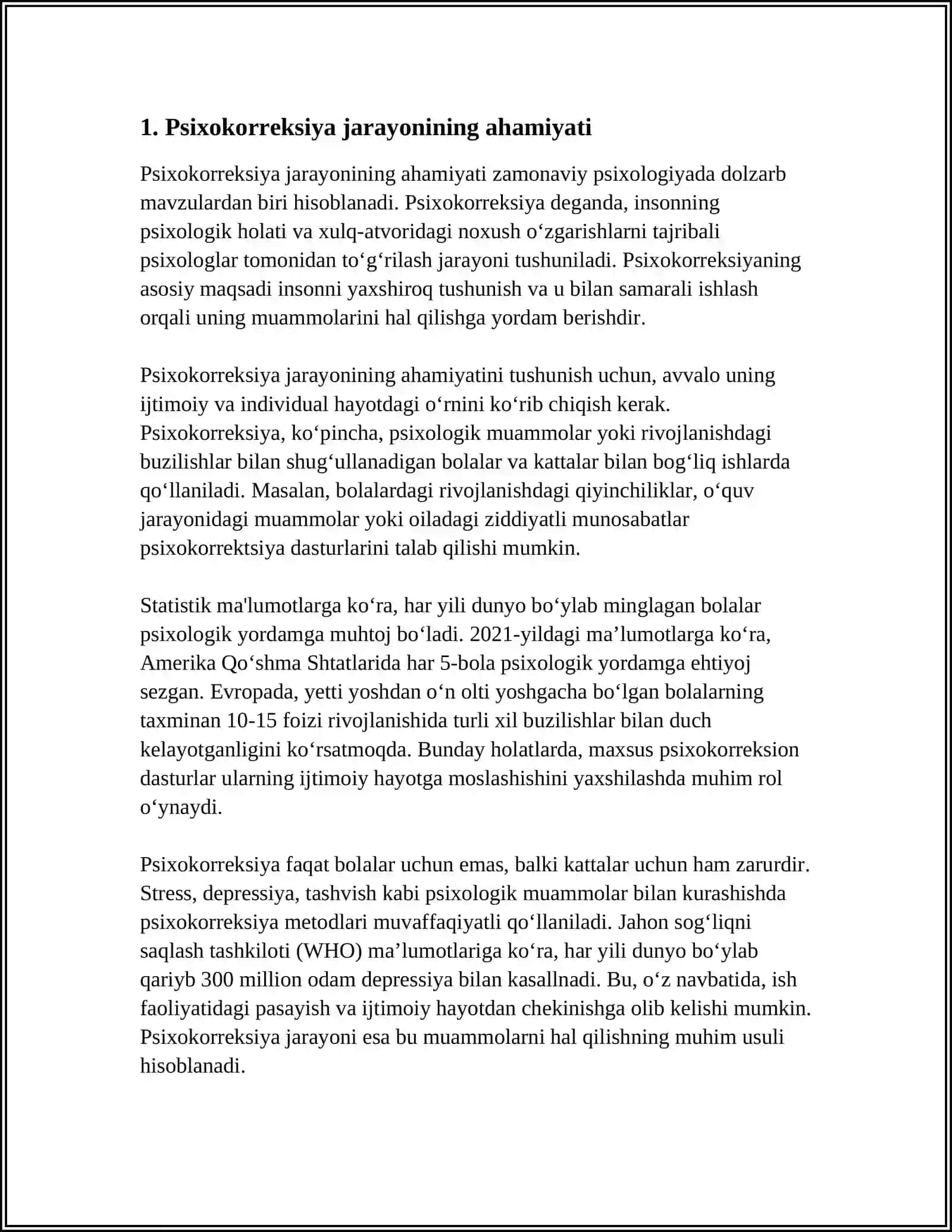 PSIXOKORREKSION ISHLARNI TASHKIL ETISH: TEXNIKALAR VA USLUBLAR 3