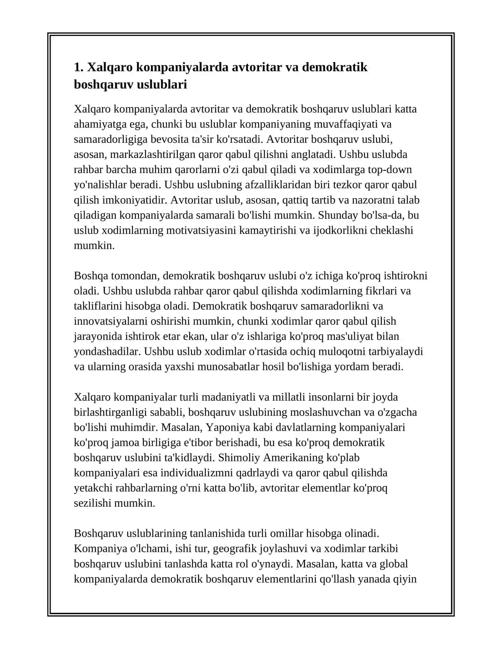XALQARO KOMPANIYALARDA BOSHQARUV USLUBLARI 3
