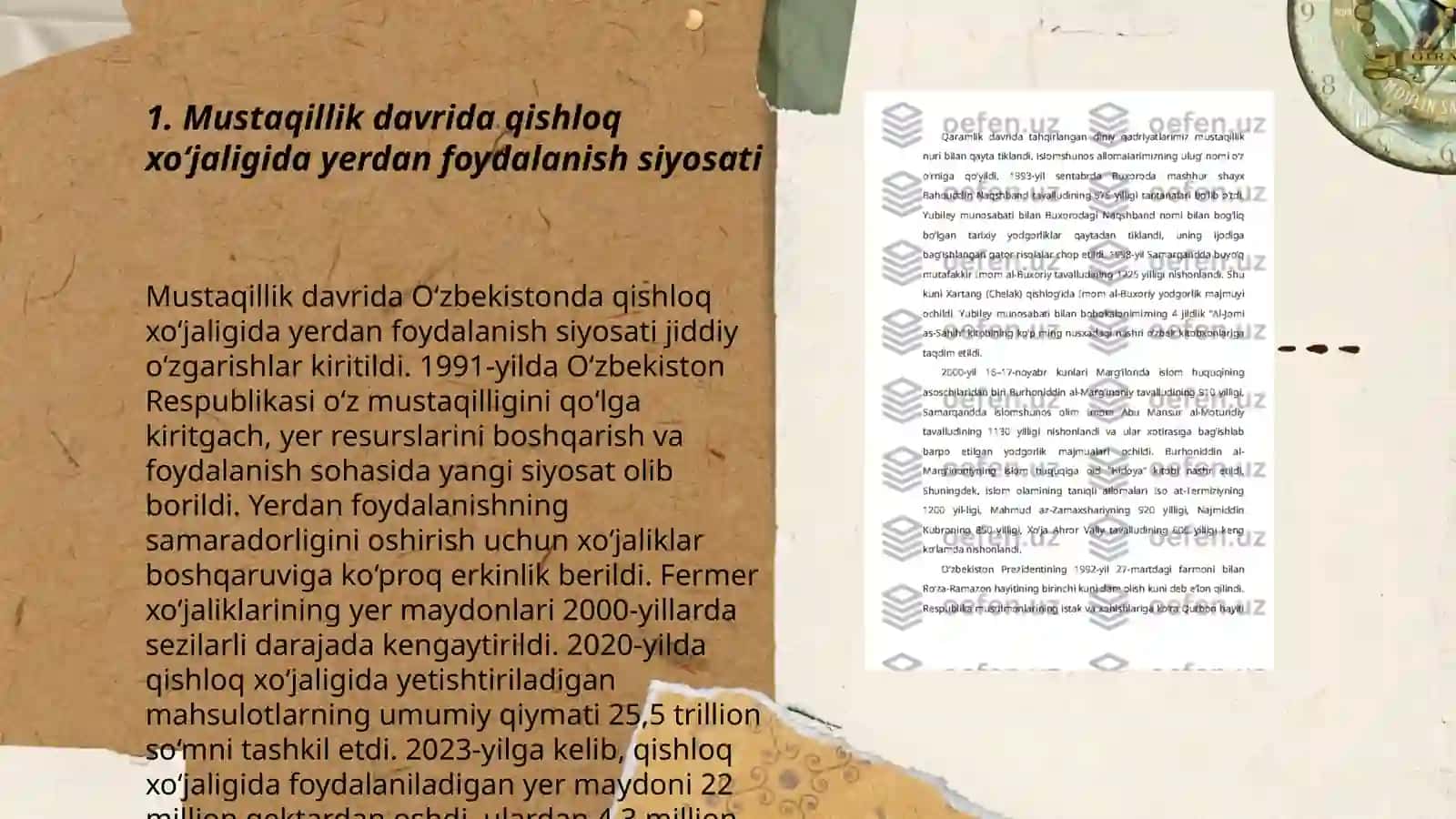 Mustaqillik yillarida qishloq xoʻjalik va sanoat sohasidagi oʻzgarishlar 3