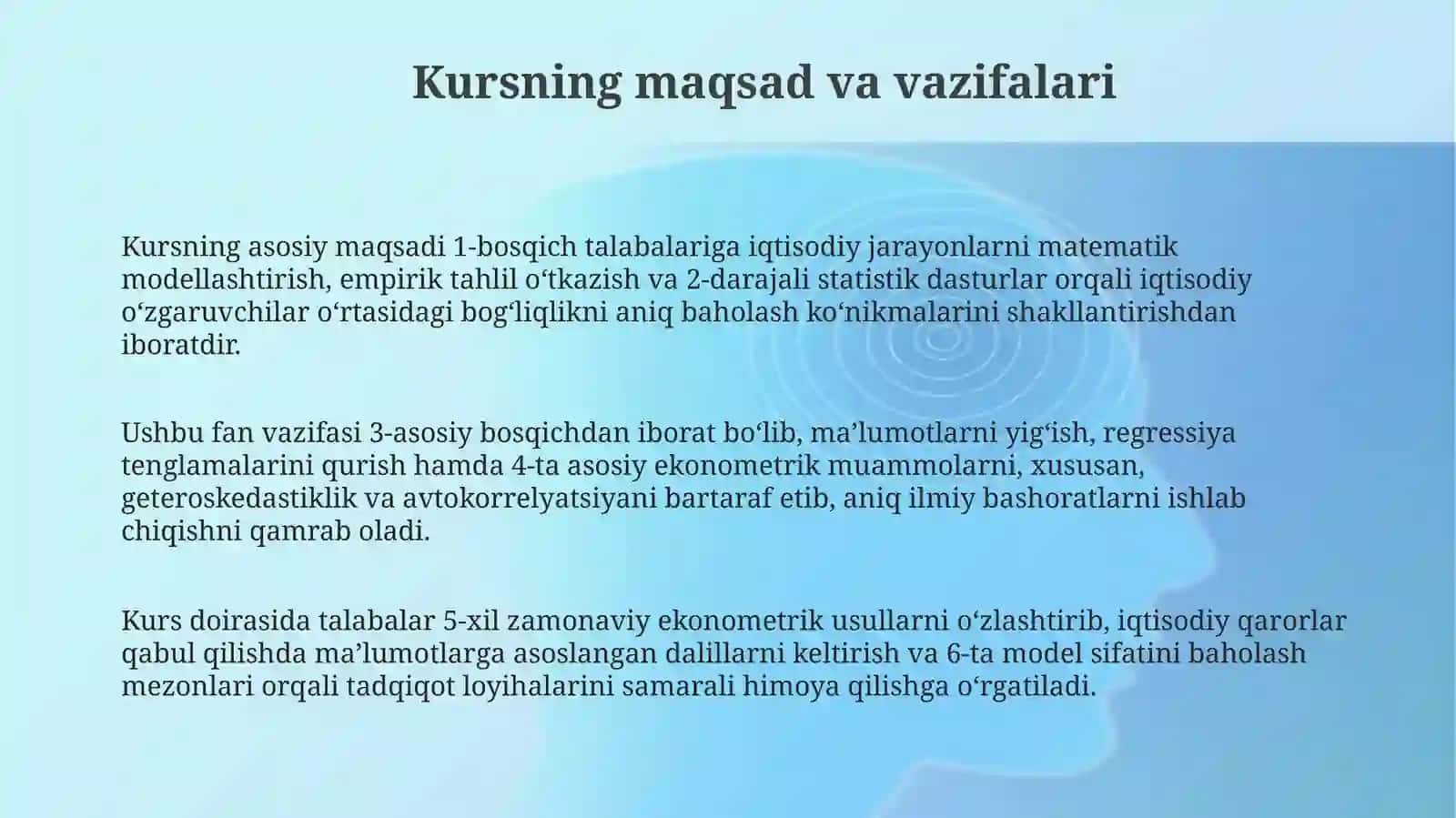 Amaliyekonometrikafanning predeterminedvazifalari 3
