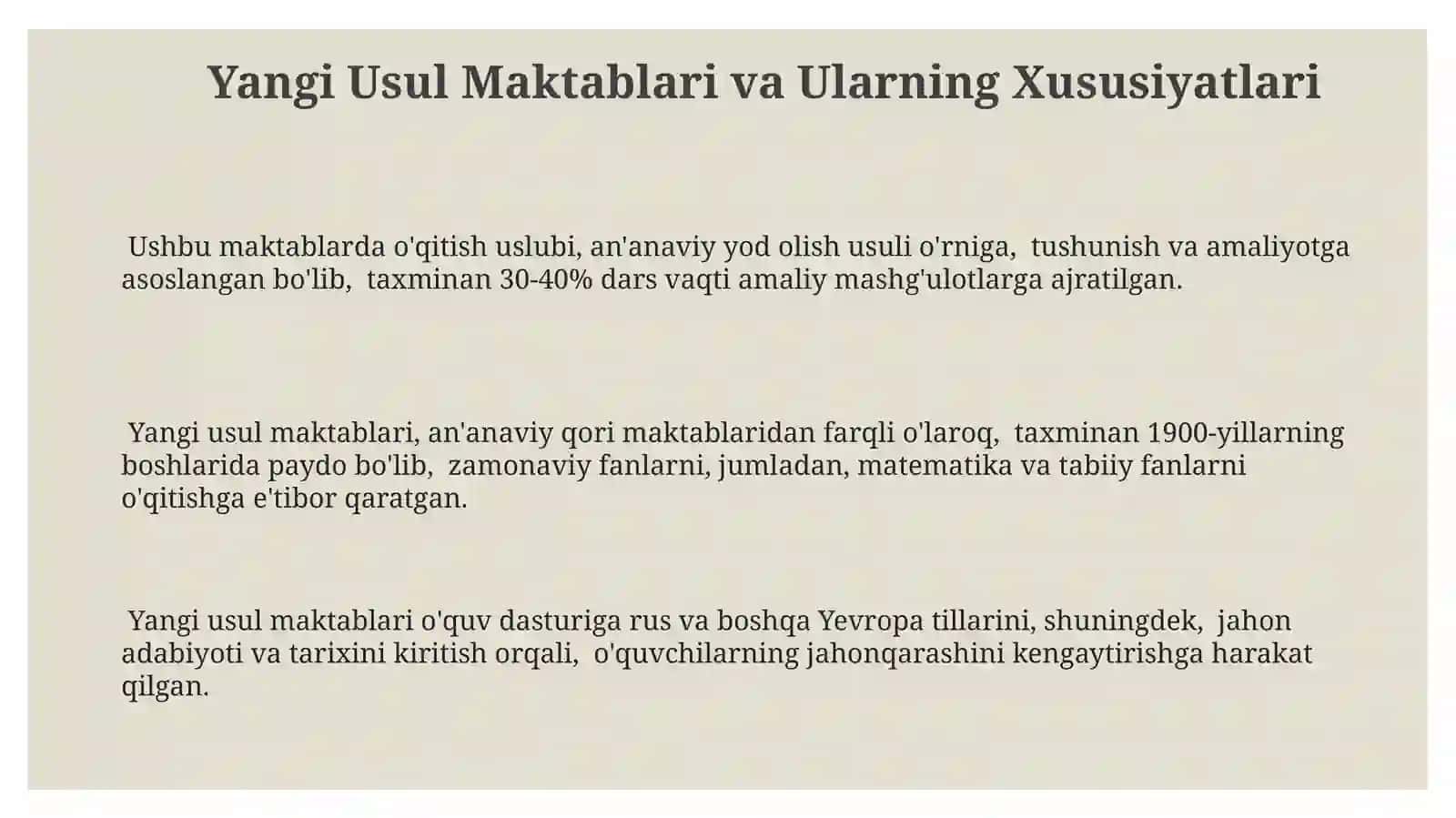 Yangi Usul Maktablari va Ularning Xususiyatlari 3