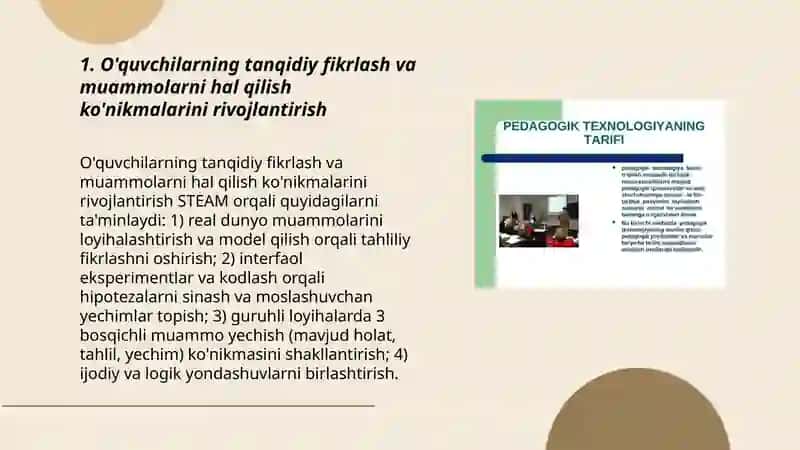 Umumtaʼlim maktablarida STEAM taʼlim texnologiyasidan foydalanishning afzalliklari 3