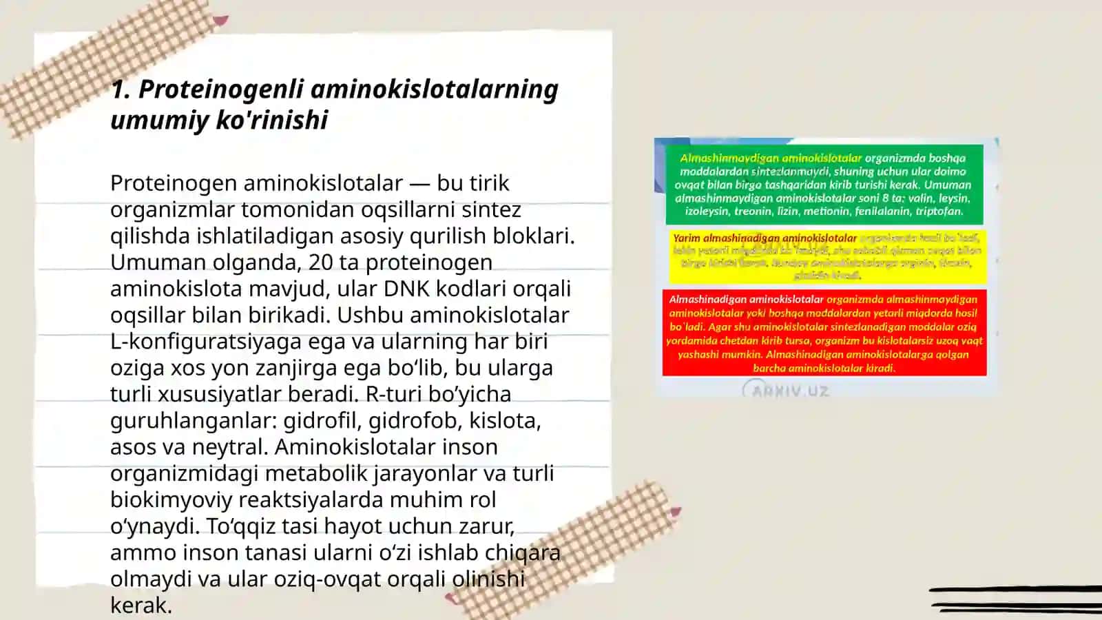 Proteinogenli aminokislotalar.Polipepetid zanjirlarning alfa betta strukturasi 3