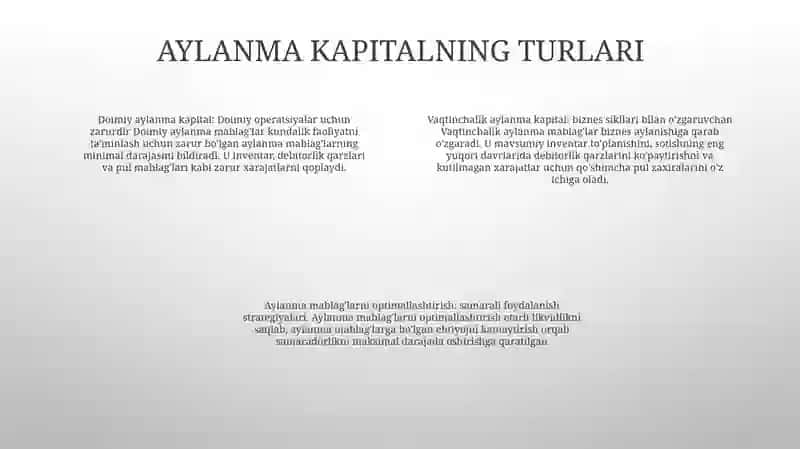 Aylanma Fondlar Va Aylanish Tezlantirish Yo'nalishlari 3