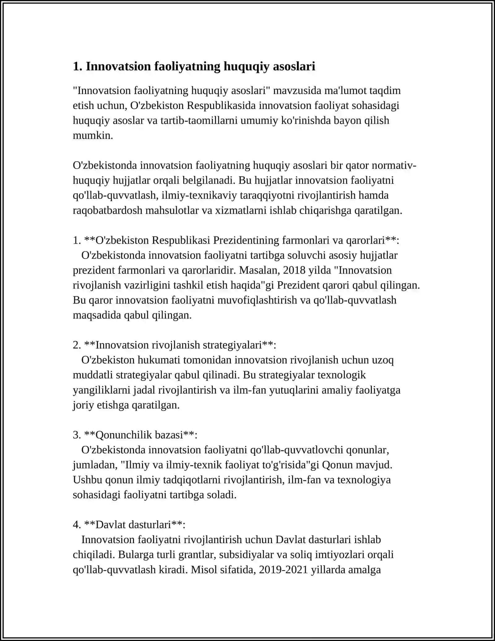 Innovatsion faoliyatning huquqiy asoslari 3