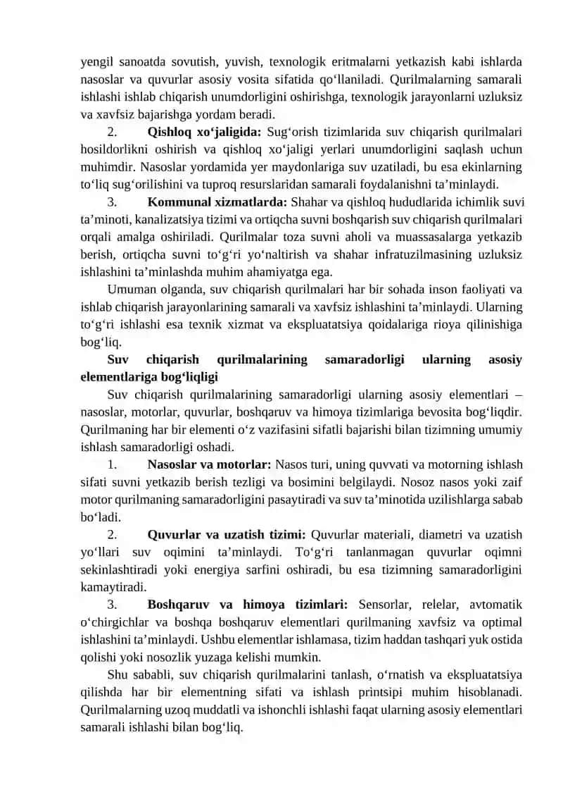 Suv chiqarish qurilmalarini ekspluatatsiya qilish 3