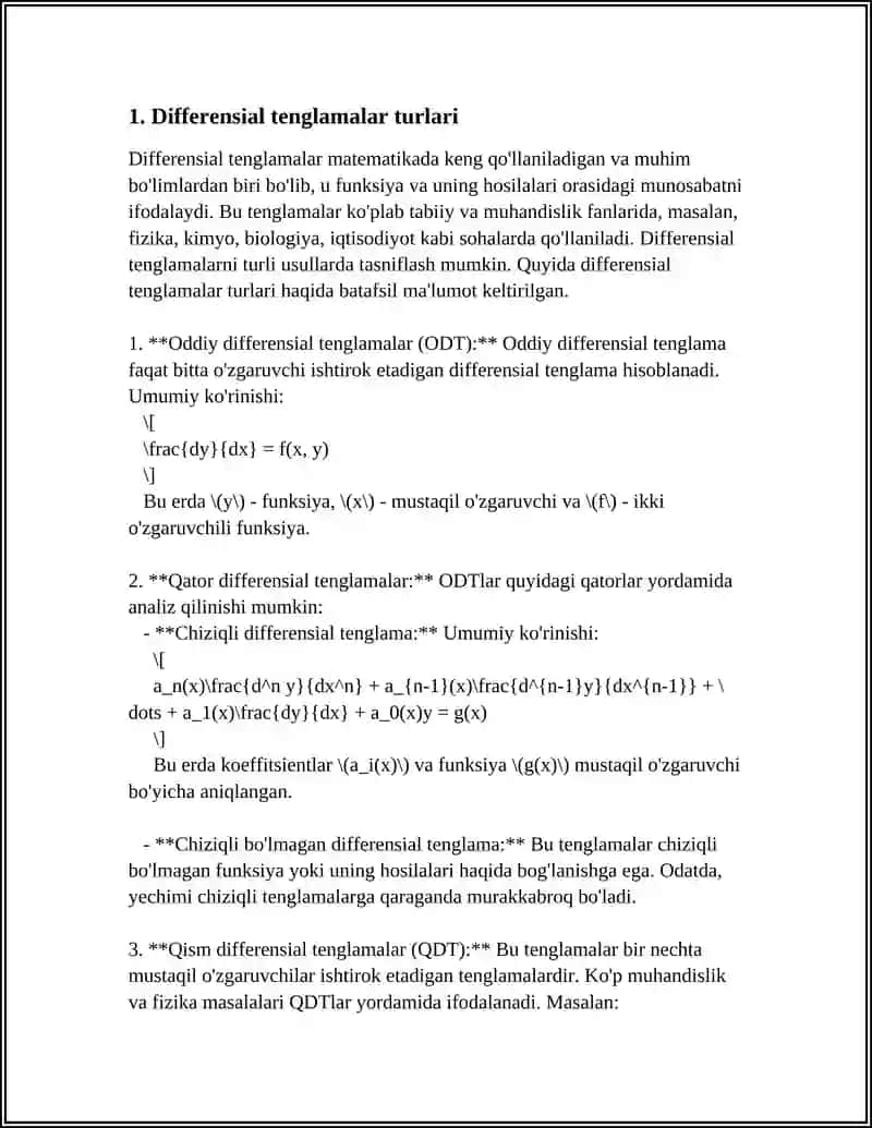 REFERAT Mavzu: DIFFERENSIAL VA UNING XOSSALARI 3
