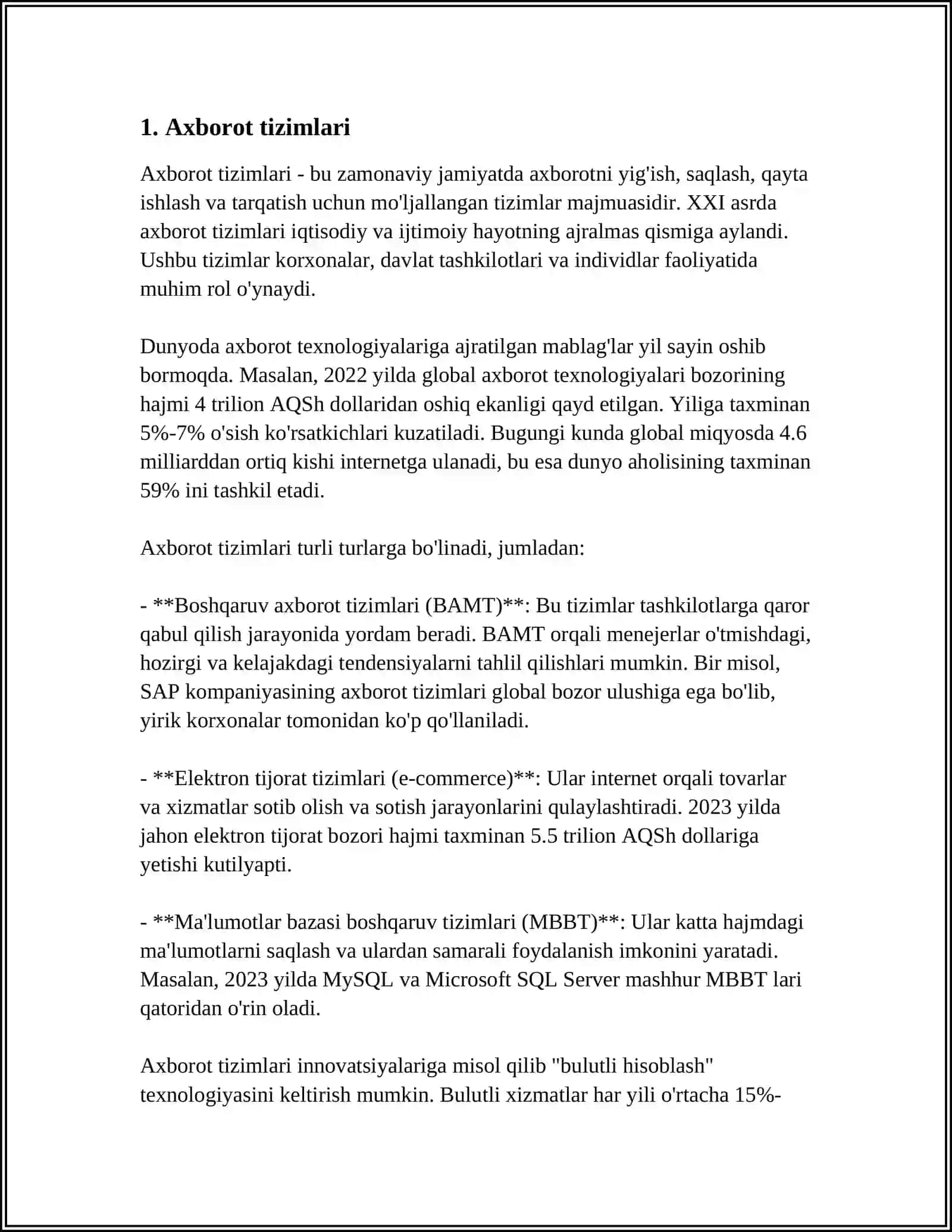 MUSTAQIL ISH Mavzu: AXBOROT TAYYORLASH 3