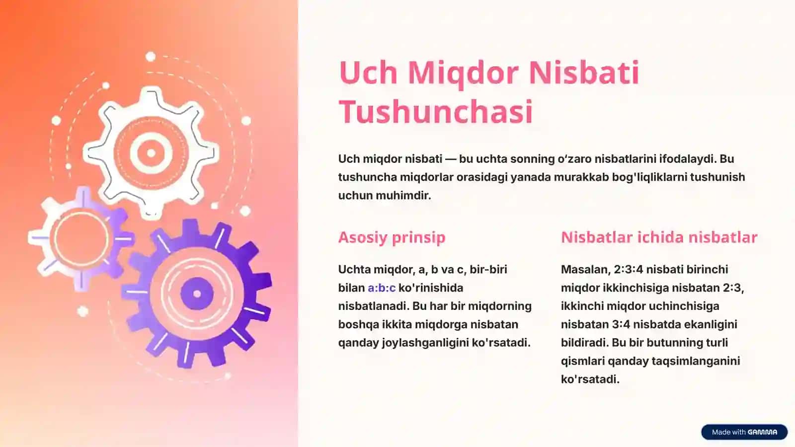 Uch Miqdor Nisbati: Asosiy Tushunchalar va Amaliy Misollar 3