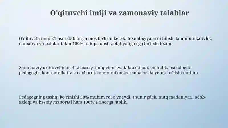Boʻlajak boshlangʻich sinf oʻqituvchilarining qiyofasi va kasbiy tayyorgarlik yoʻnalishlari 3