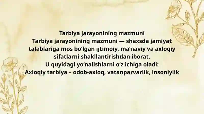 Tarbiya jarayonining mazmuni 3