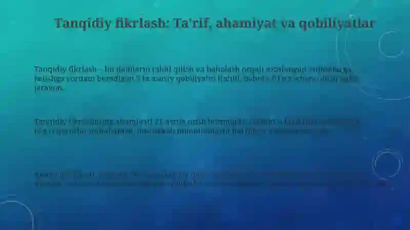 Tanqidiy fikrlash va mahoratini oshirish 3