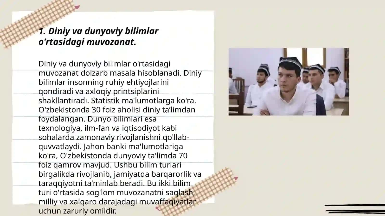 Diniy va dunyoviy bilimlar mutanosibligini ta'minlashning ahamiyati 3
