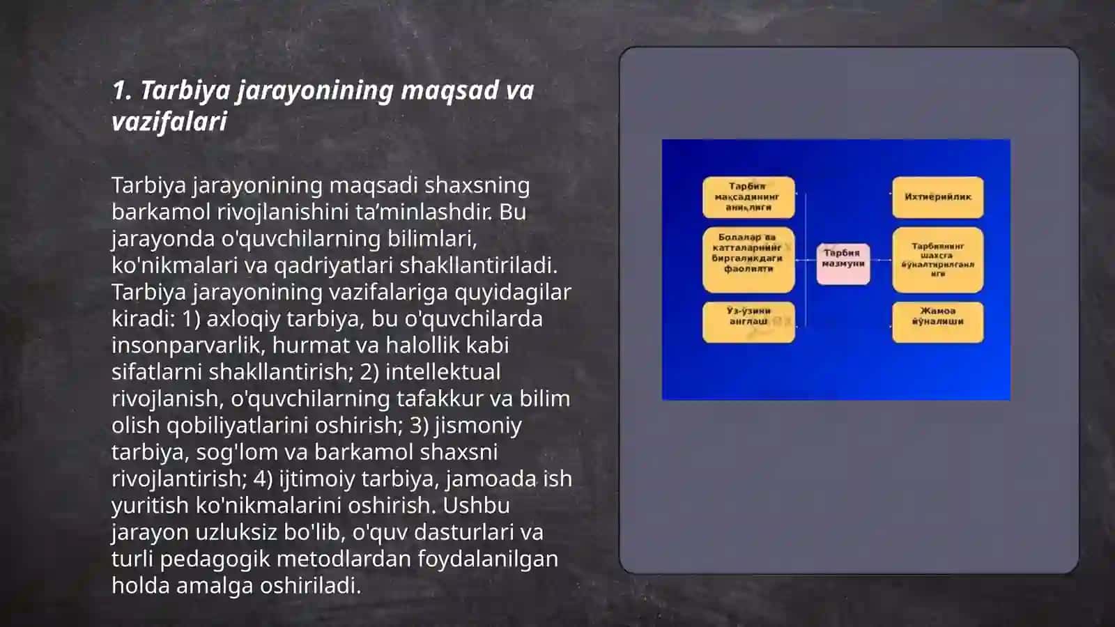 Tarbiya jarayonini tashkil etish shakillari 3