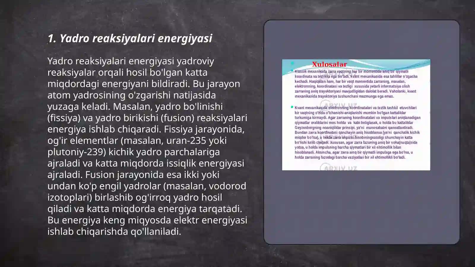 Yadro reaksiyalari mavzusidan masalalar ishlash 3