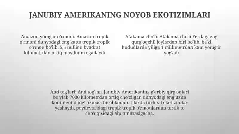 Janubiy Amerika Milliy Bog' Va Qo'Riqxonalari 3