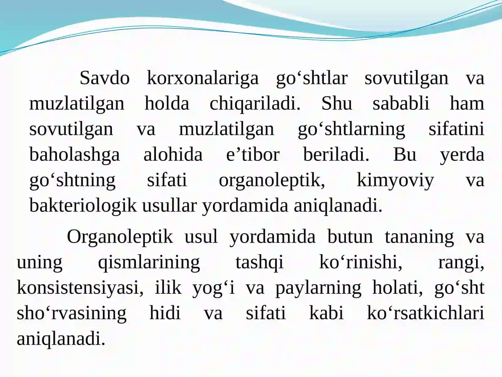 Go‘sht va go‘sht mahsulotlarini sifativo oziqaviy qiymati o‘rganish 3