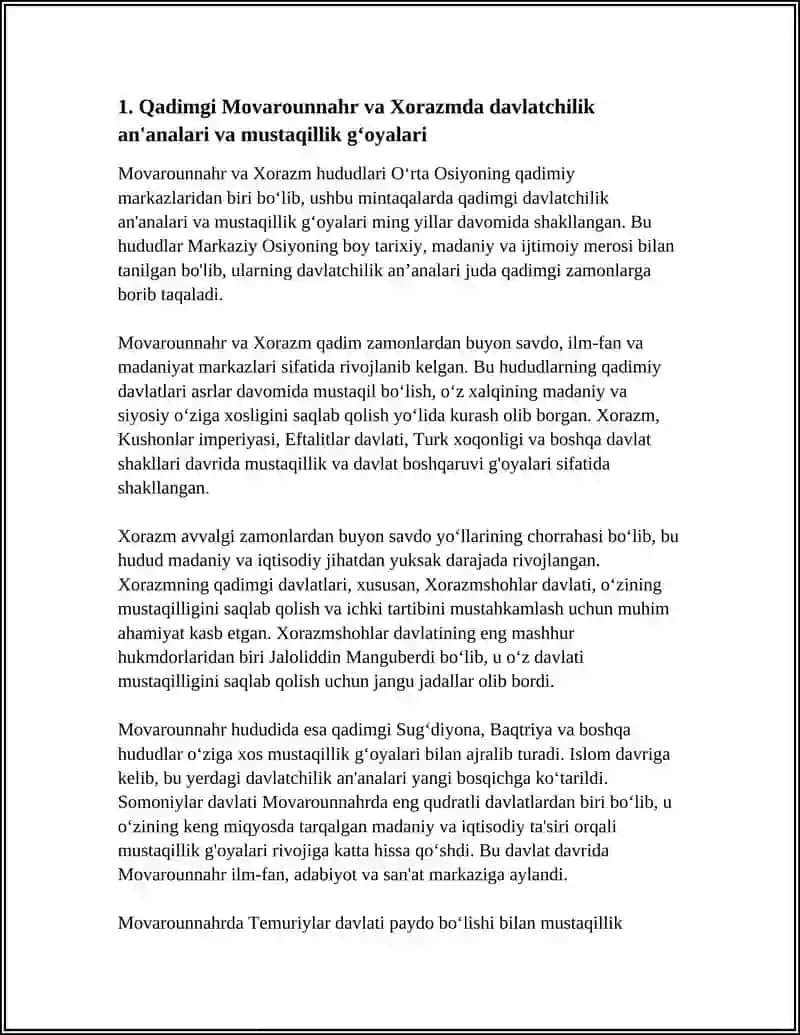 OʻZBEKISTONDA MUSTAQILLIK GʻOYALARINING TARIXIY ASOSLARI 3