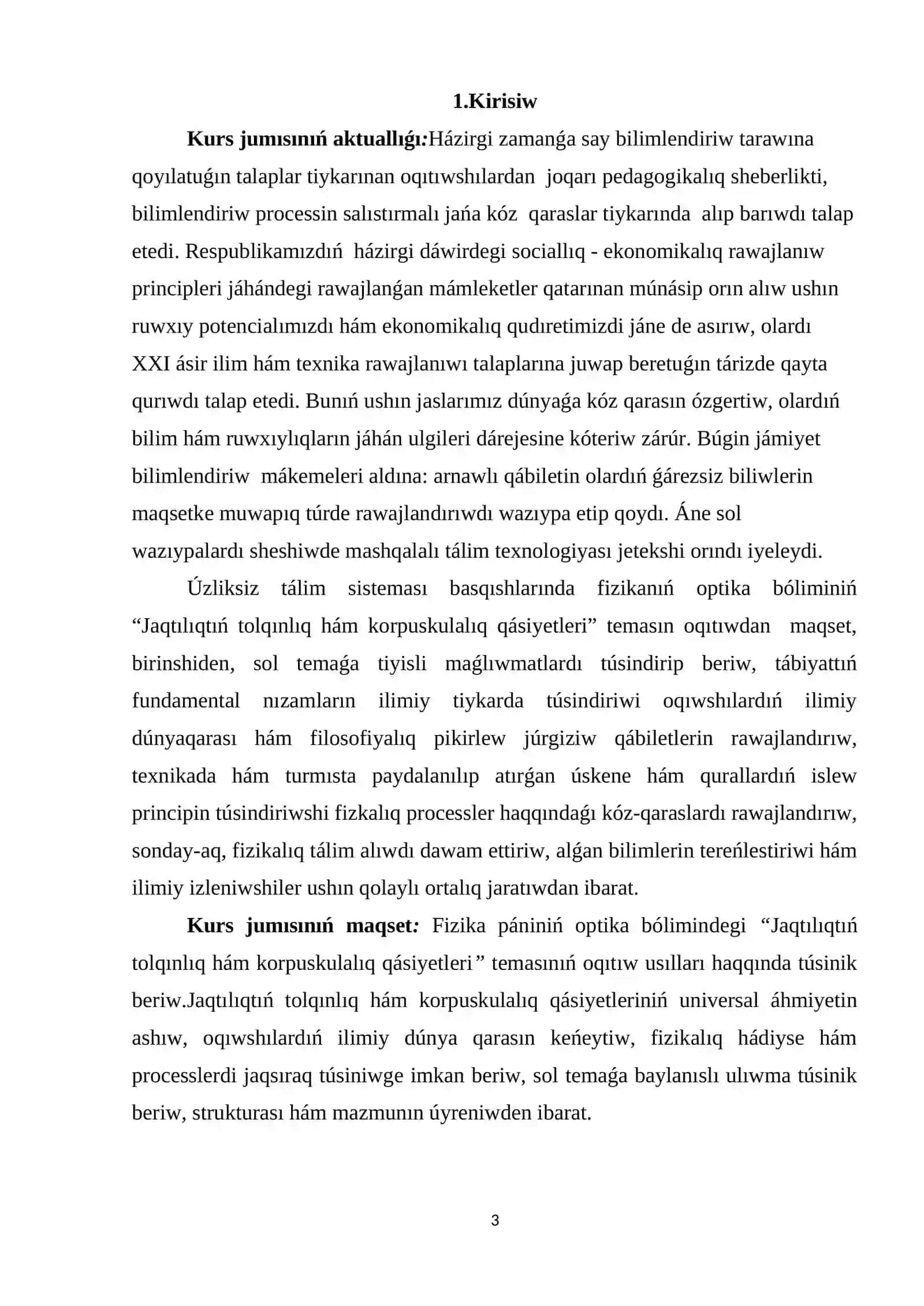 Fizika hám astronomiya oqıtıw metodikası tálim baǵdarı 3