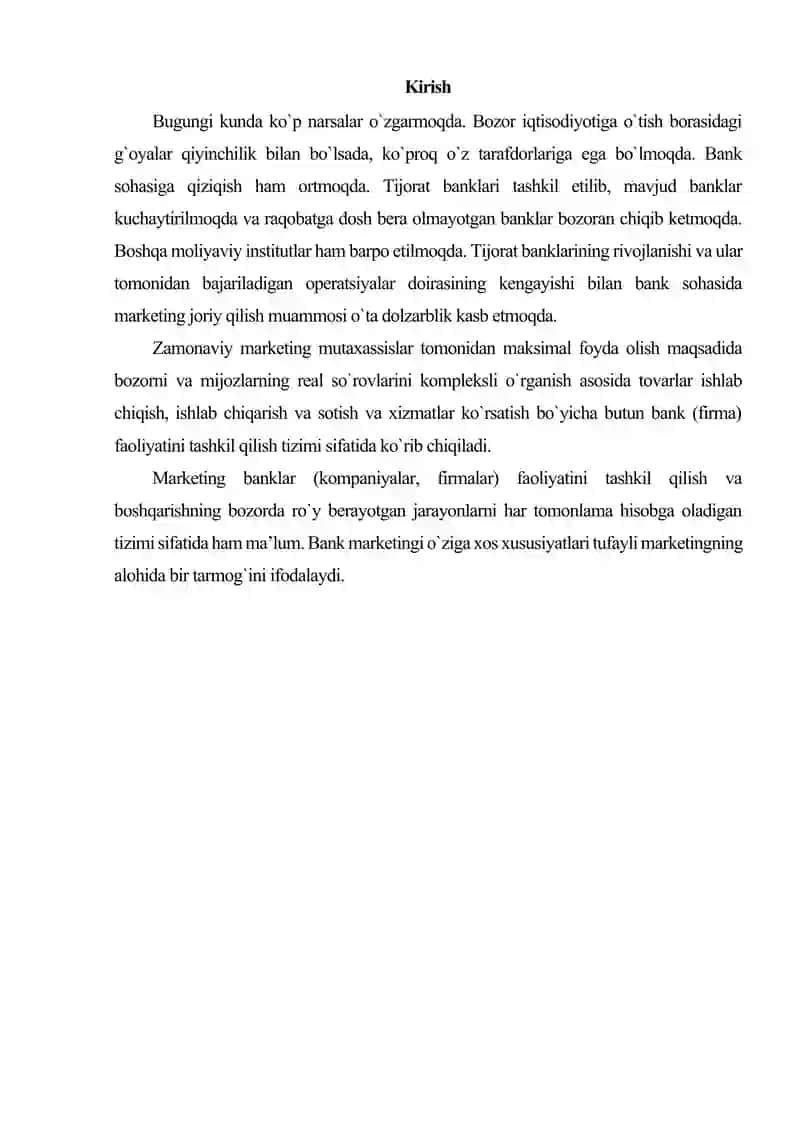 Bank marketingi mavzusida referat 3