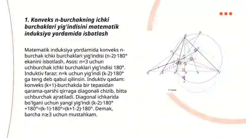 Geometrik isbotlashda matematik induksiyaning tadbiqlari 3