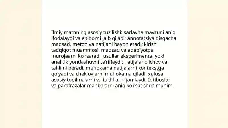 Ilmiy tadqiqot matnini yaratish. Iqtibos keltirish. Parafraza 3