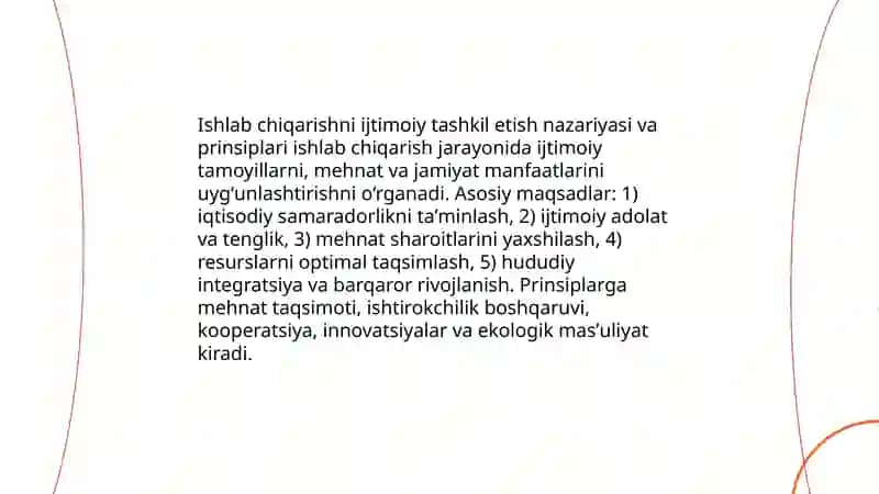 Ishlab chiqarishni ijtimoiy va hududiy tashkil etish shakllari bilan tanishish va tahlil qilish 3