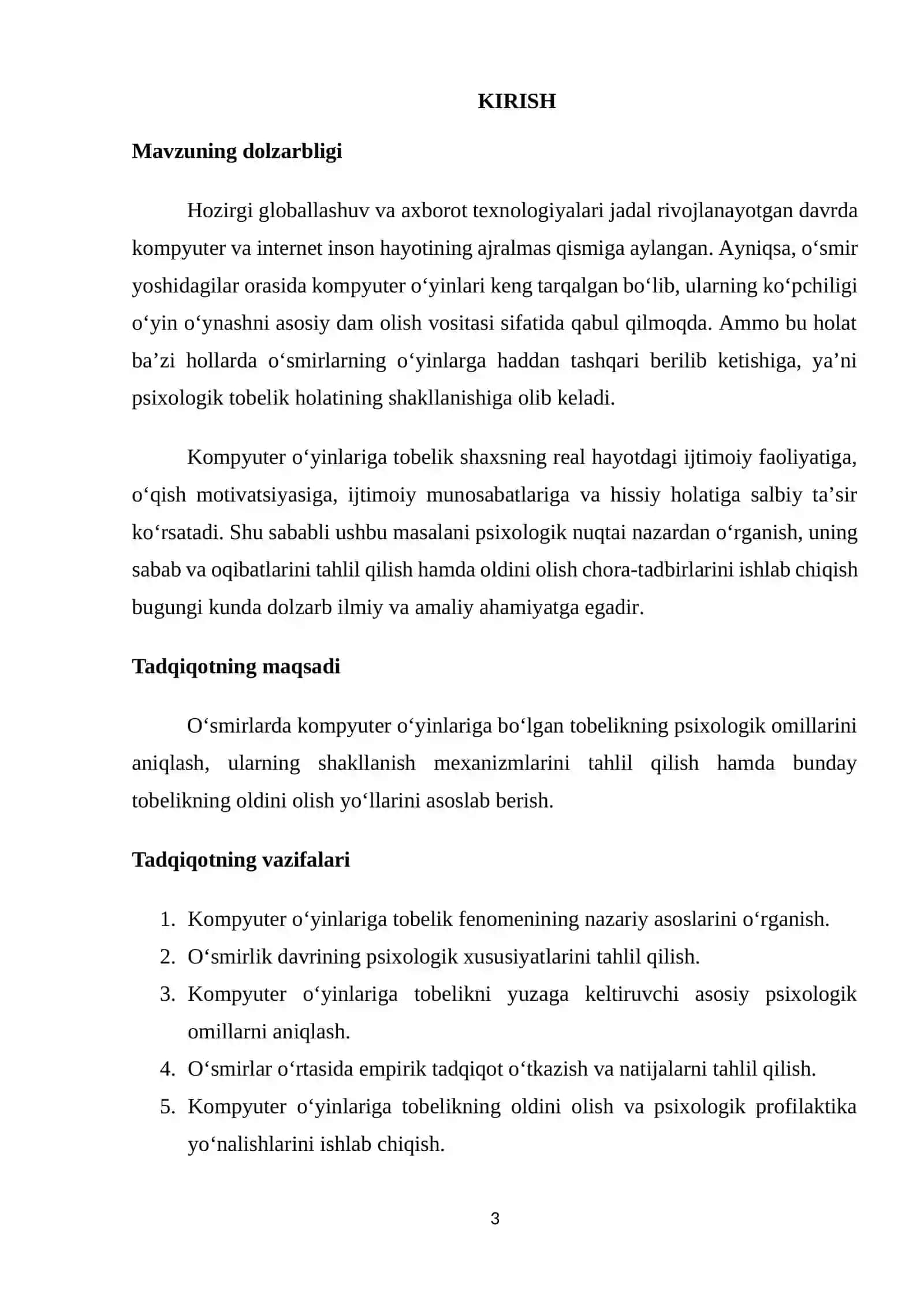 O’SMIRLARDA KOMPYUTER O’YINLARIGA BO’LGAN TOBELIKNING PSIXOLOGIK OMILLARI 3