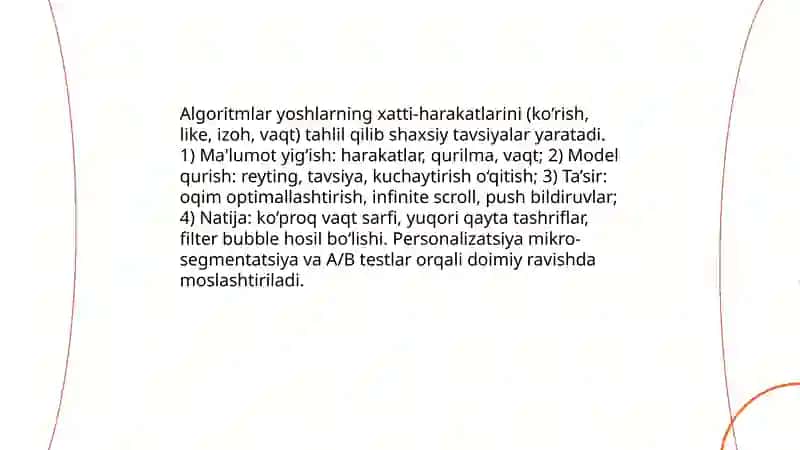 Algoritmlar va shaxsiy tavsiyalar orqali yoshlarni jalb etish 3