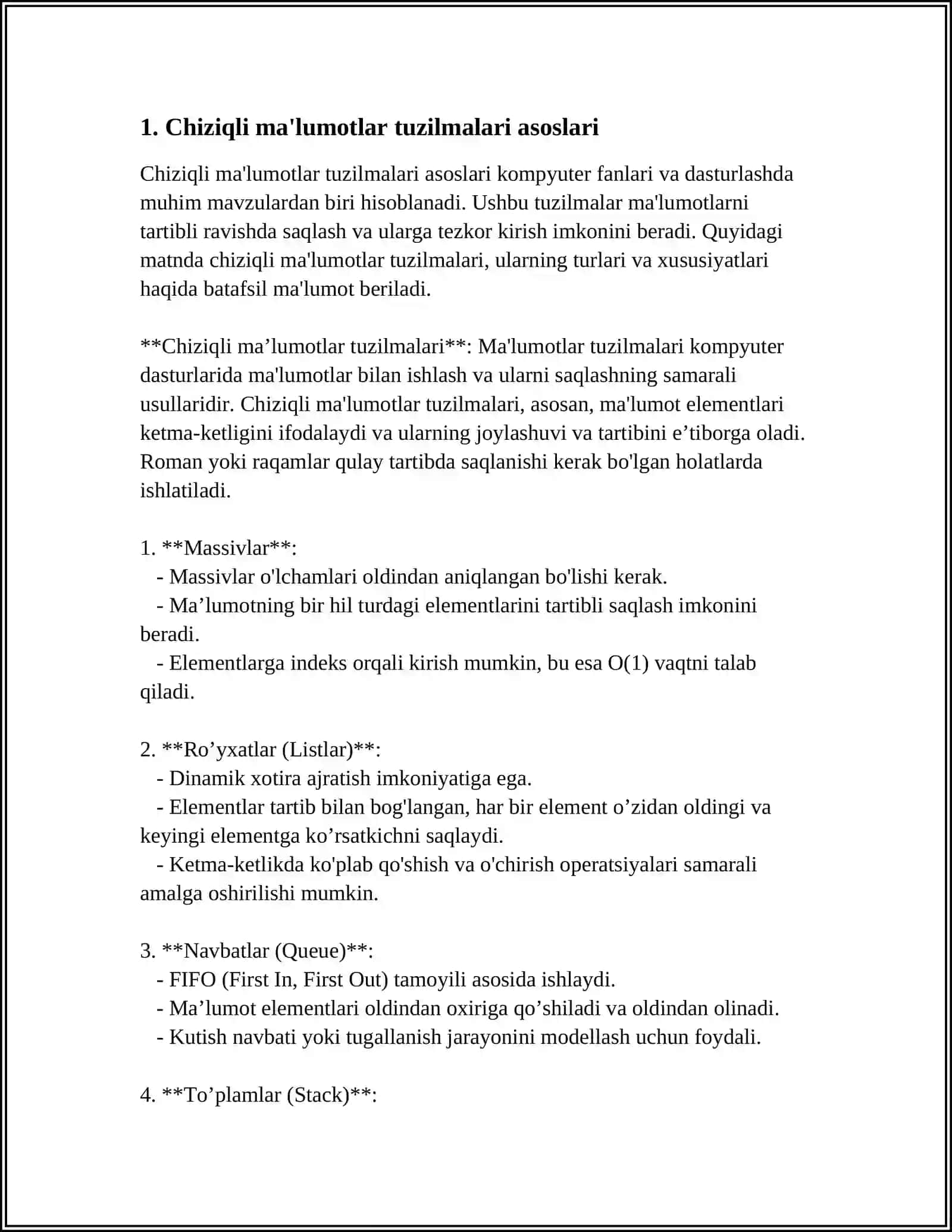 Chiziqli ma'lumotlar tuzilmalari 3