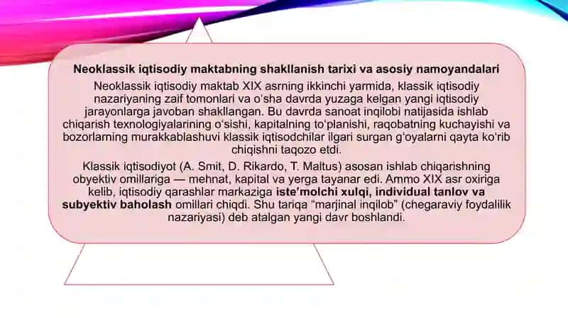 Neoklassik maktab iqtisodiy qarashlari 3