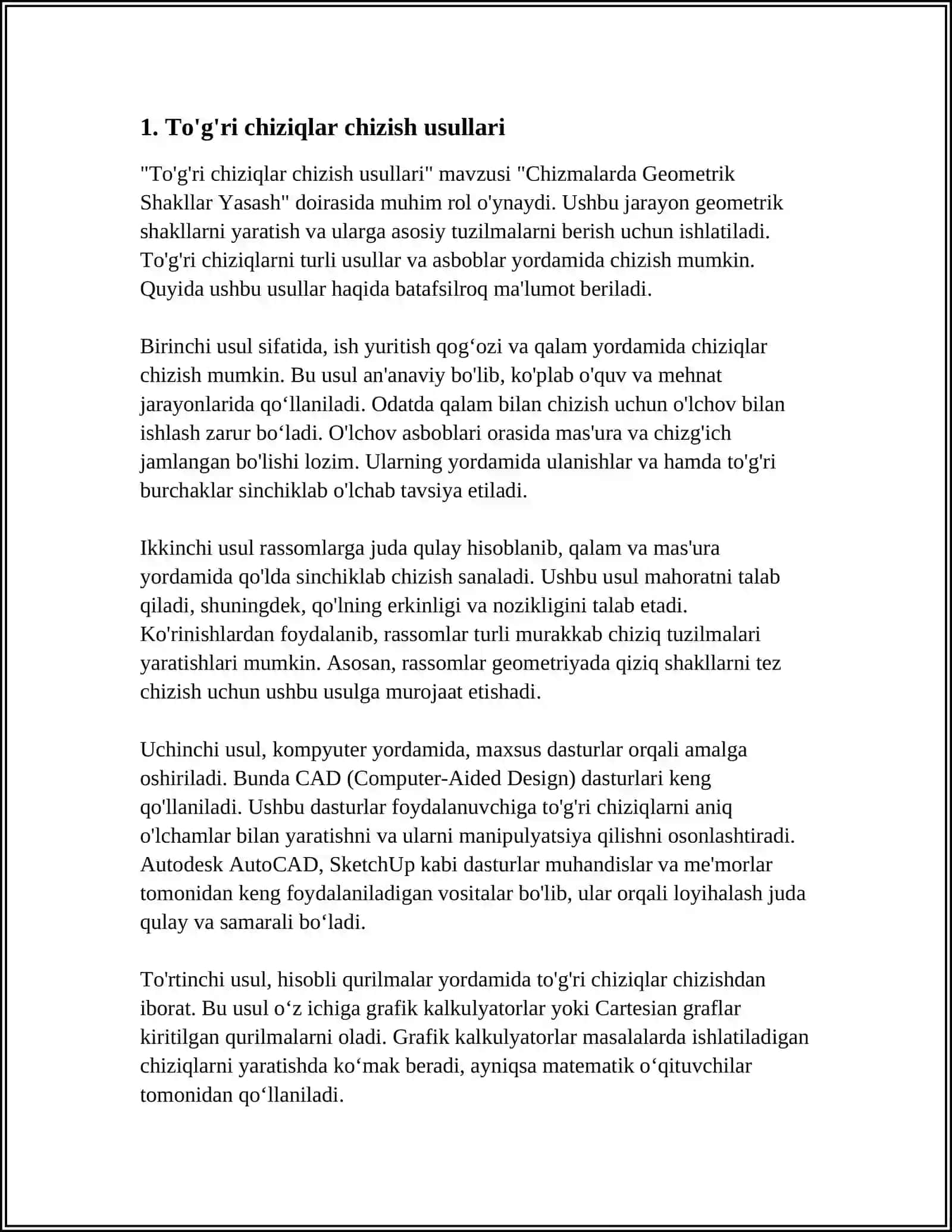 CHIZMALARDA GEOMETRIK SHAKLLAR YASASH 3