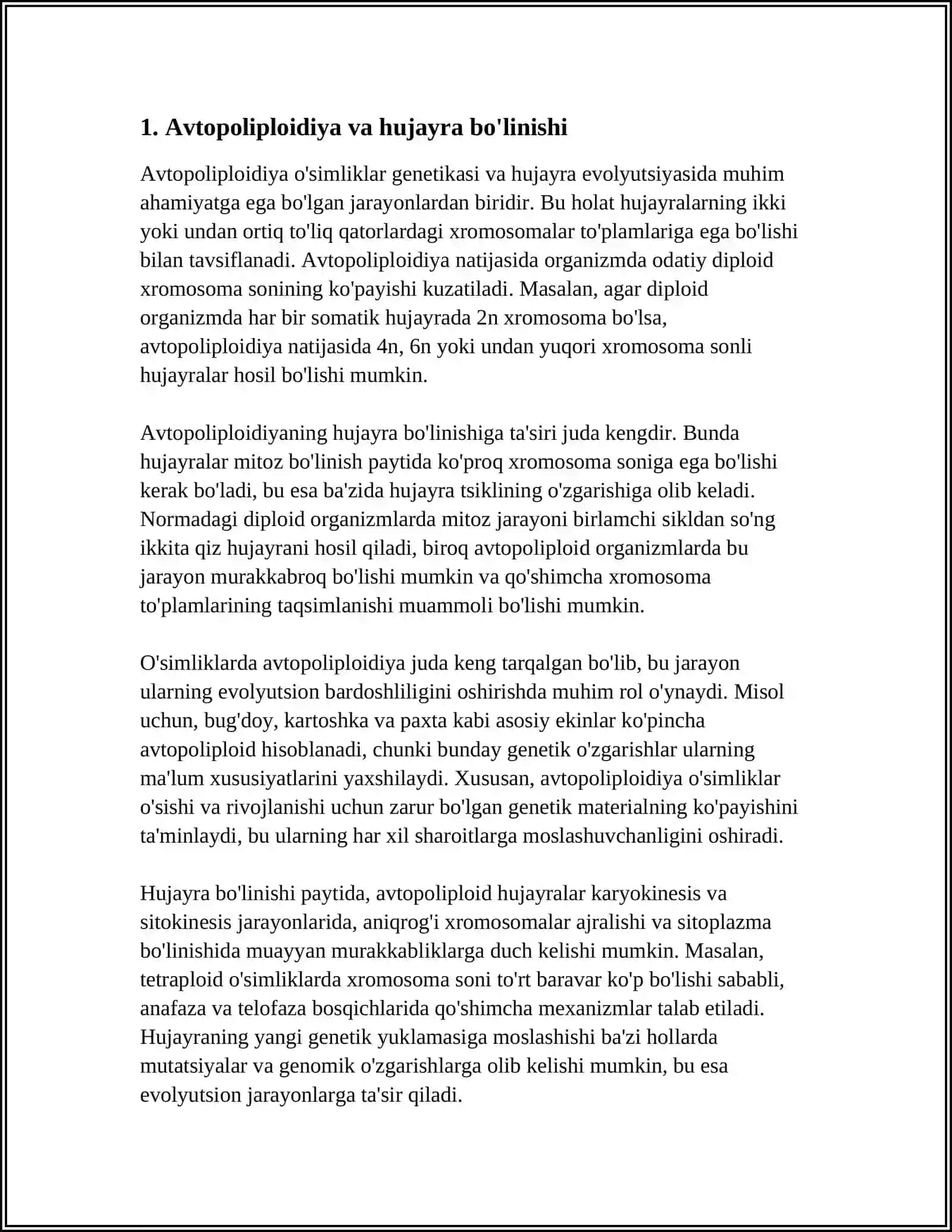 AVTOPOLIPLOIDIYA VA ALLOPOLIPLOIDIYA. SITOPLAZMATIK MUTATSIYA 3