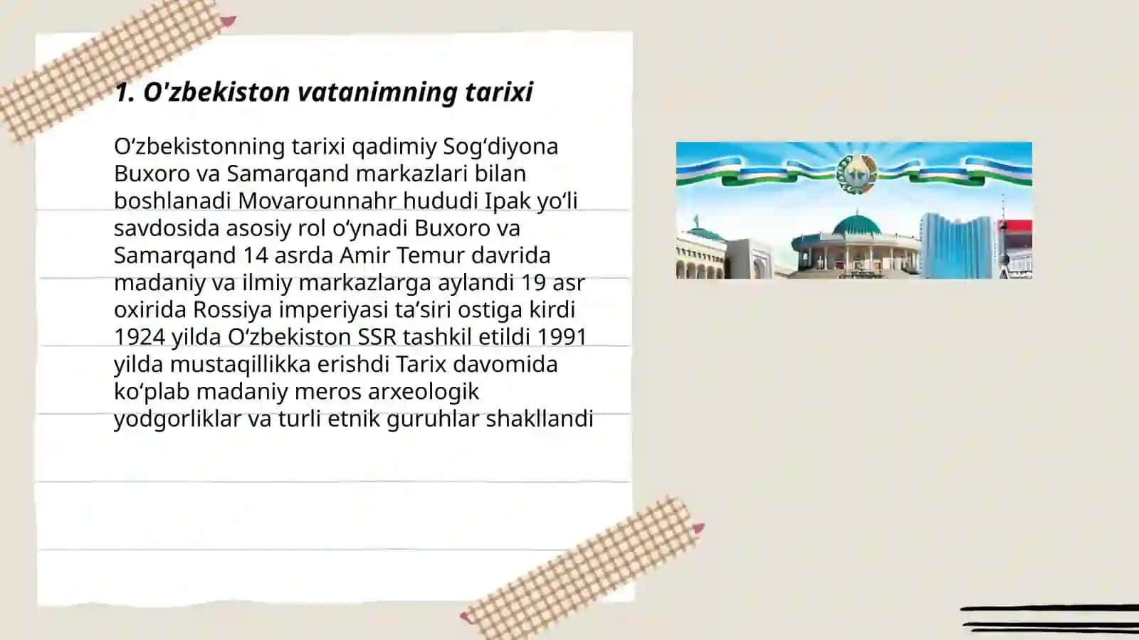 O'zbekiston vatanimning tarixi 3