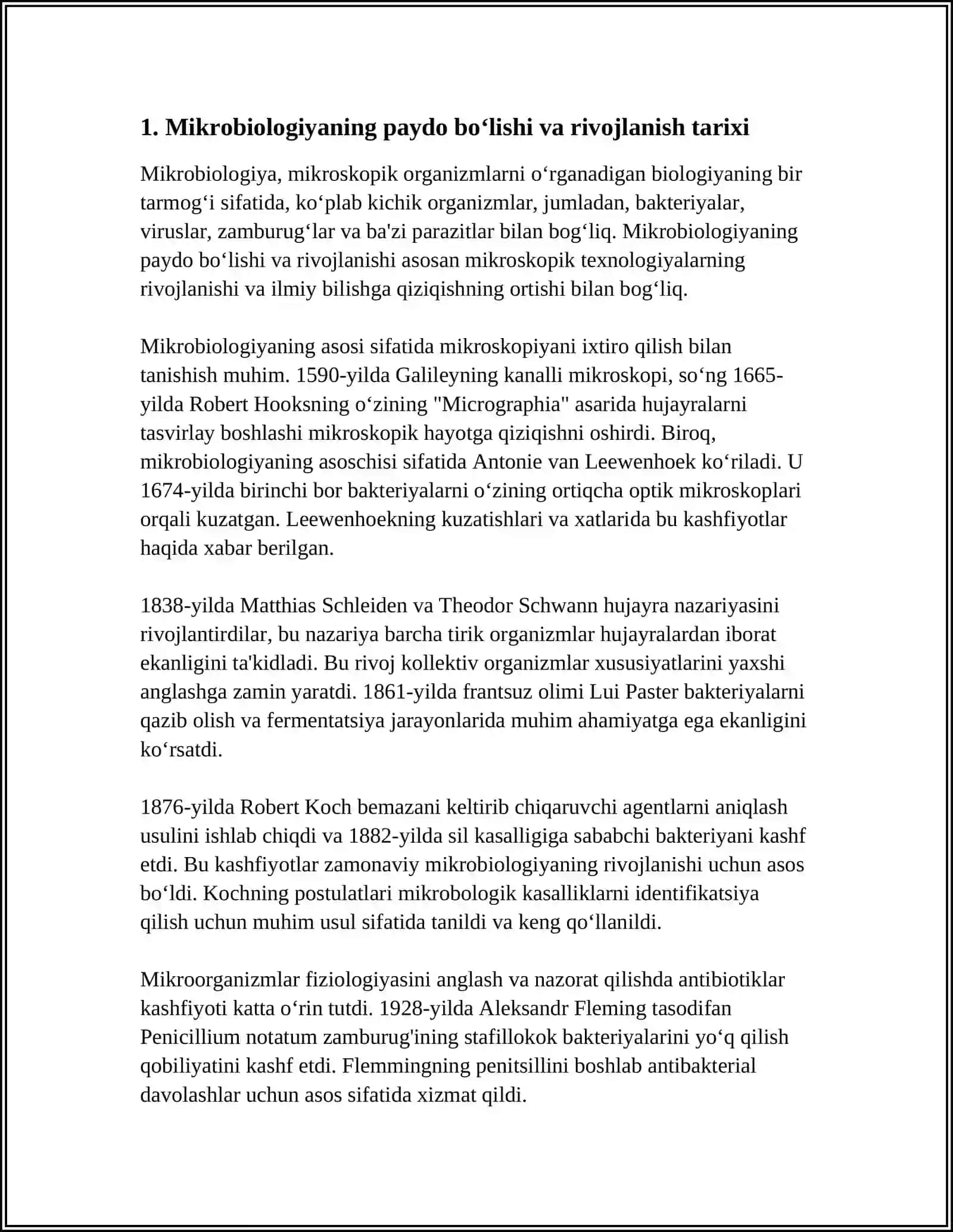 MIKROBIOLOGIYA, VIRUSOLOGIYA, IMMUNOLOGIYA TOʻGʻRISIDA TUSHUNCHA VA FANNING RIVOJLANISH TARIXI 3