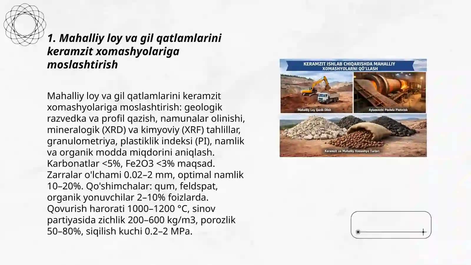 Keramzit ishlab chiqarishda mahalliy xomashyolarni qo‘llash 3
