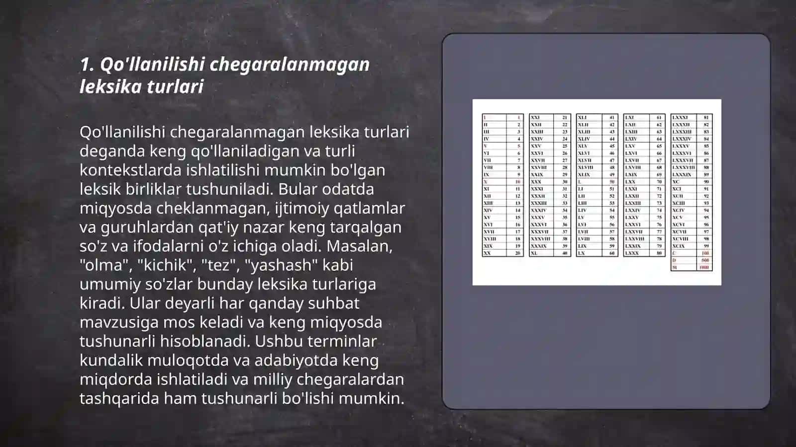Qo'llanilishi chegaralanmagan va chegaralangan leksika 3