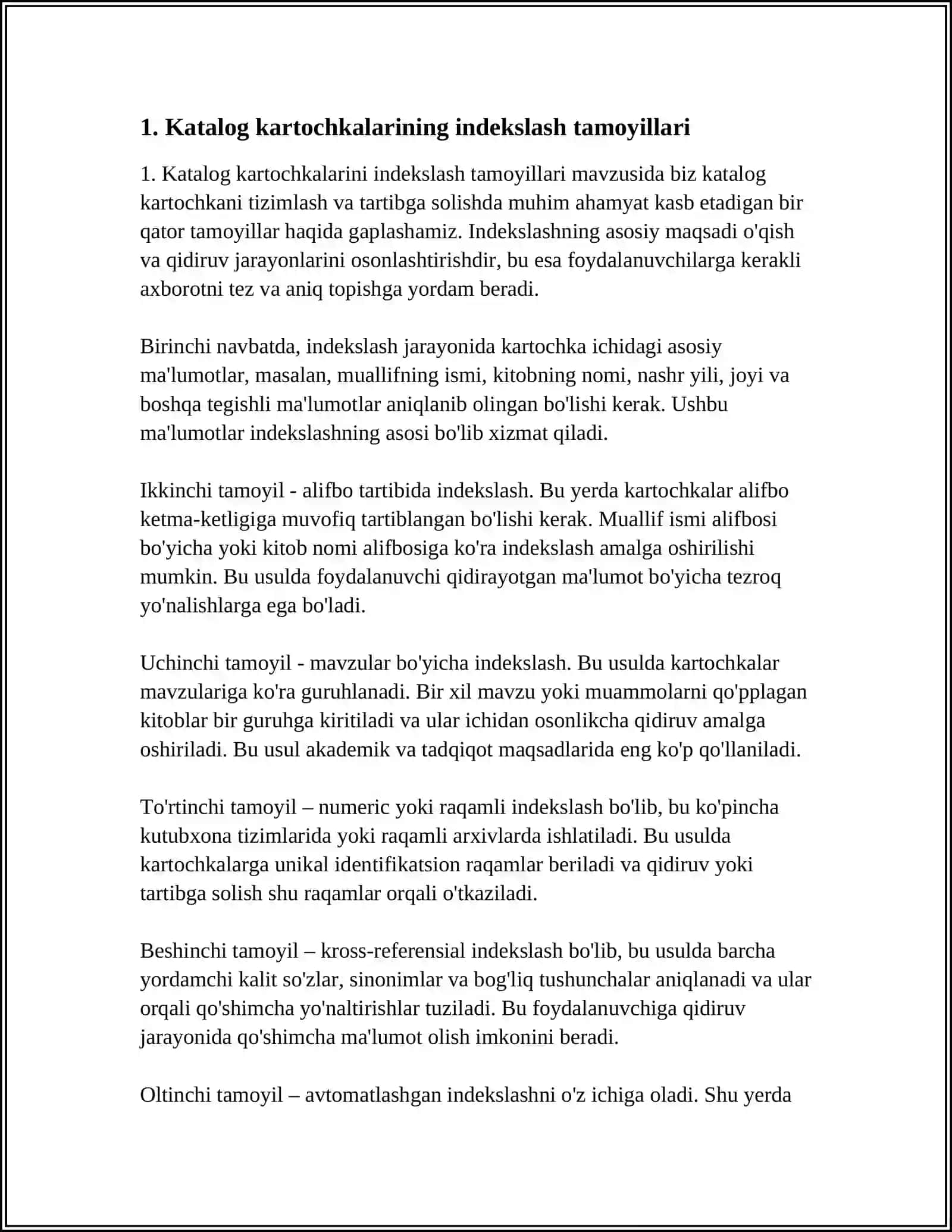KATALOG KARTOCHKALARINI INDEKSLASH VA BUNING O‘ZIGA XOS JIHATLARI 3
