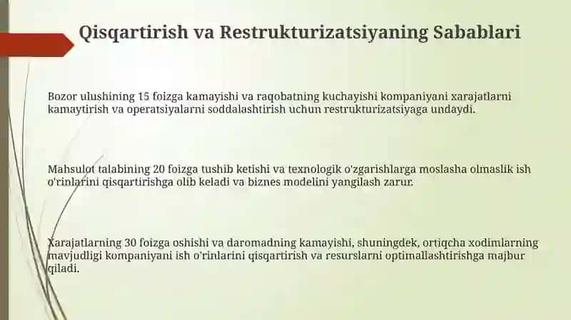 Qisqartirish va Restrukturizatsiya 3