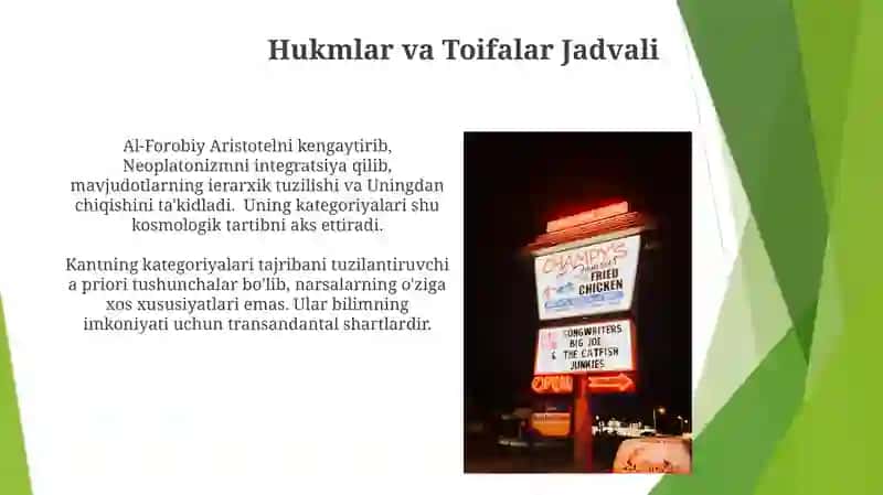 Aristotel,Farobiy va Kant ontologiyasida kategoriyalarning tasnifi 3