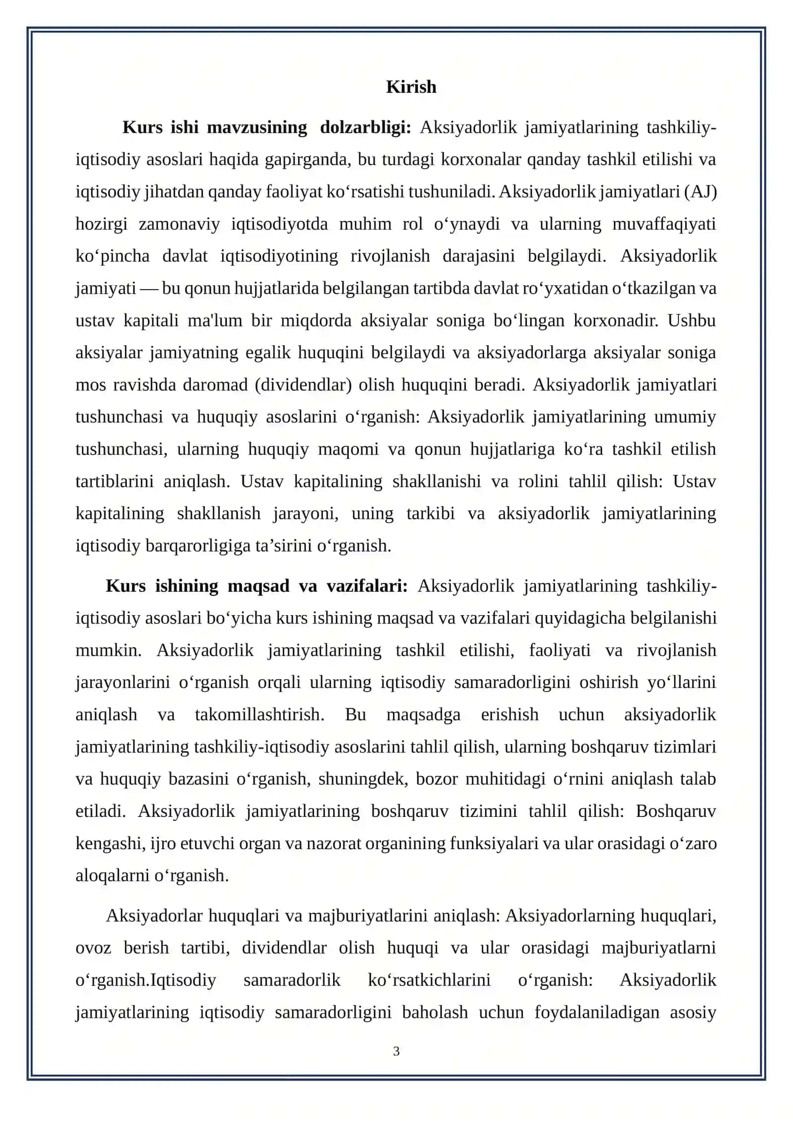 Aksiyadorlik jamiyatlarining tashkiliy-iqtisodiy asoslari 3