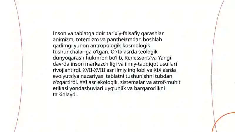 Insonning tabiatda oʼrni haqidagi bilimlarning shakllanishi va rivojlanishi 3