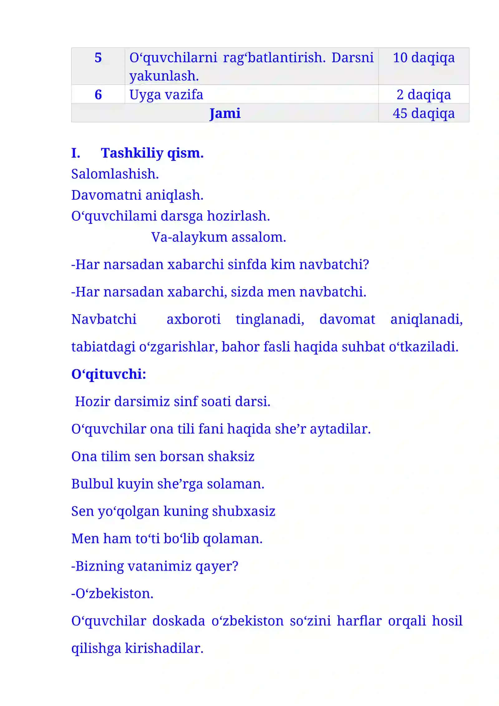4-sinf Tarbiya fanidan Biz yo'l harakati qatnashuvchilarimiz 1-chorak dars ishlanmasi 3