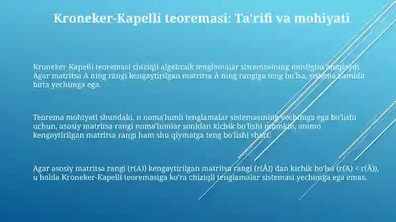 Kroneker-Kapelli teoremasi va uning isboti 3