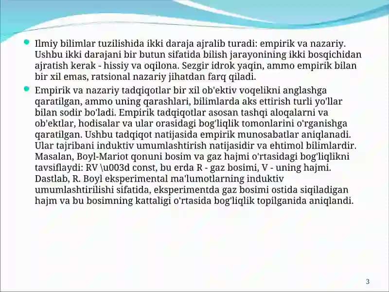 Empirik va Nazariy Bilish Qiyoslash 3