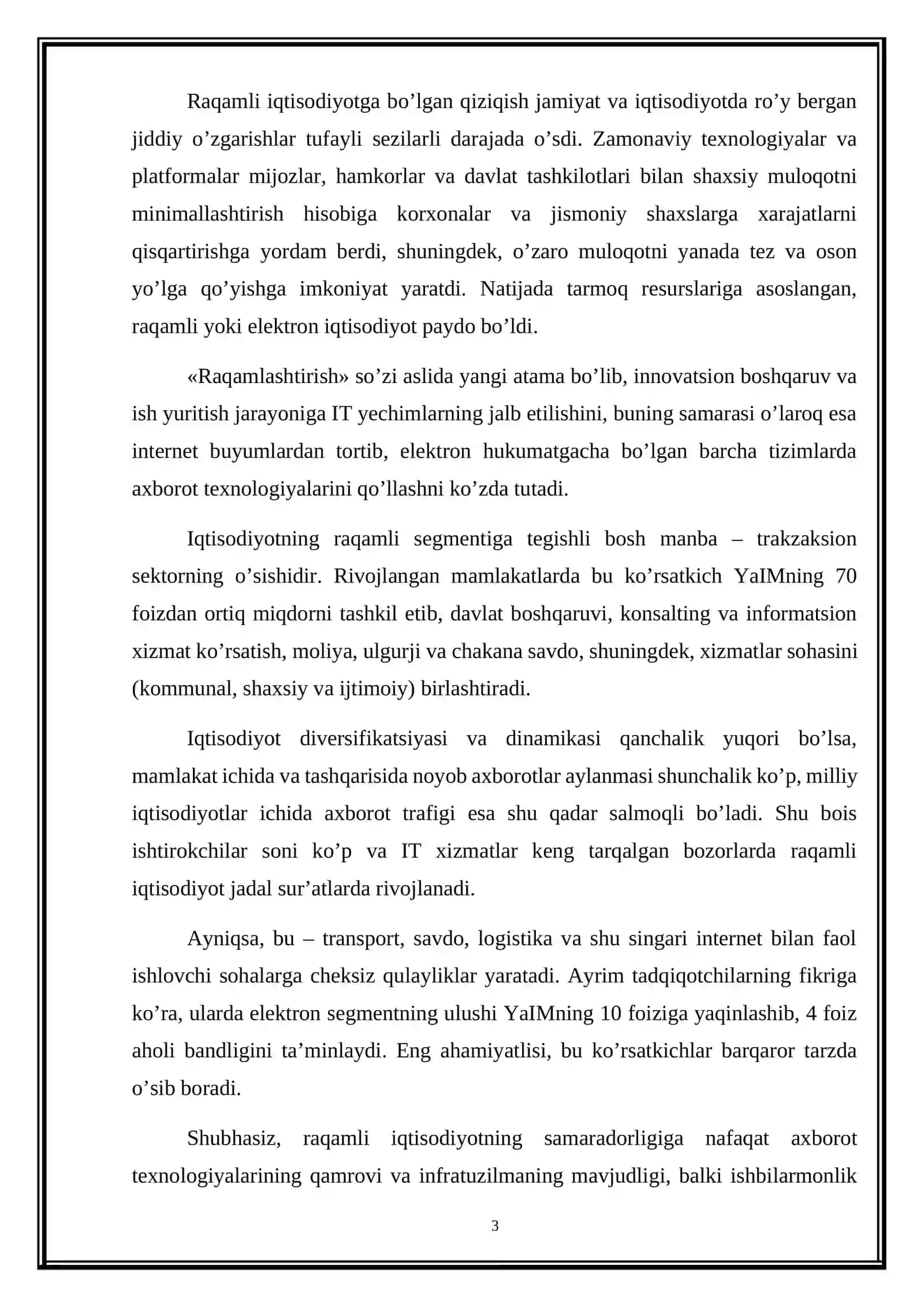 “Raqamli texnologiyalar va ularning zamonaviy iqtisodiyotdagi roli” 3
