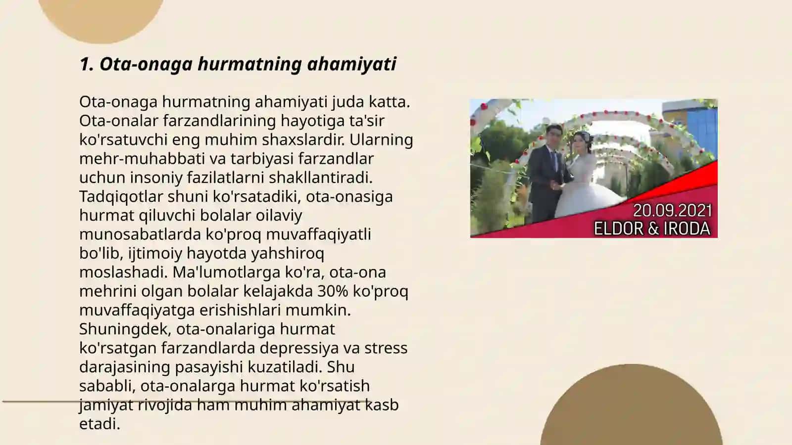 Ota onaga hurmat, farzandtarbiyasida ma'suliyat va yaxshi qo‘shnichilik 3