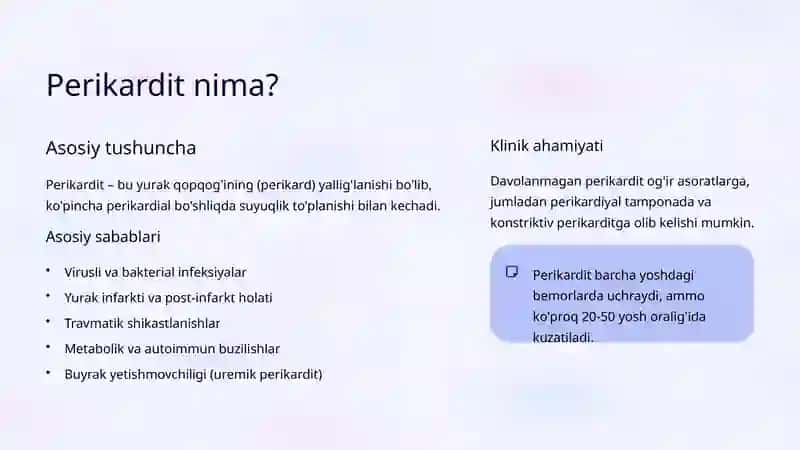 O'tkir Perikardit va Miokardit Propedevtikasi 3
