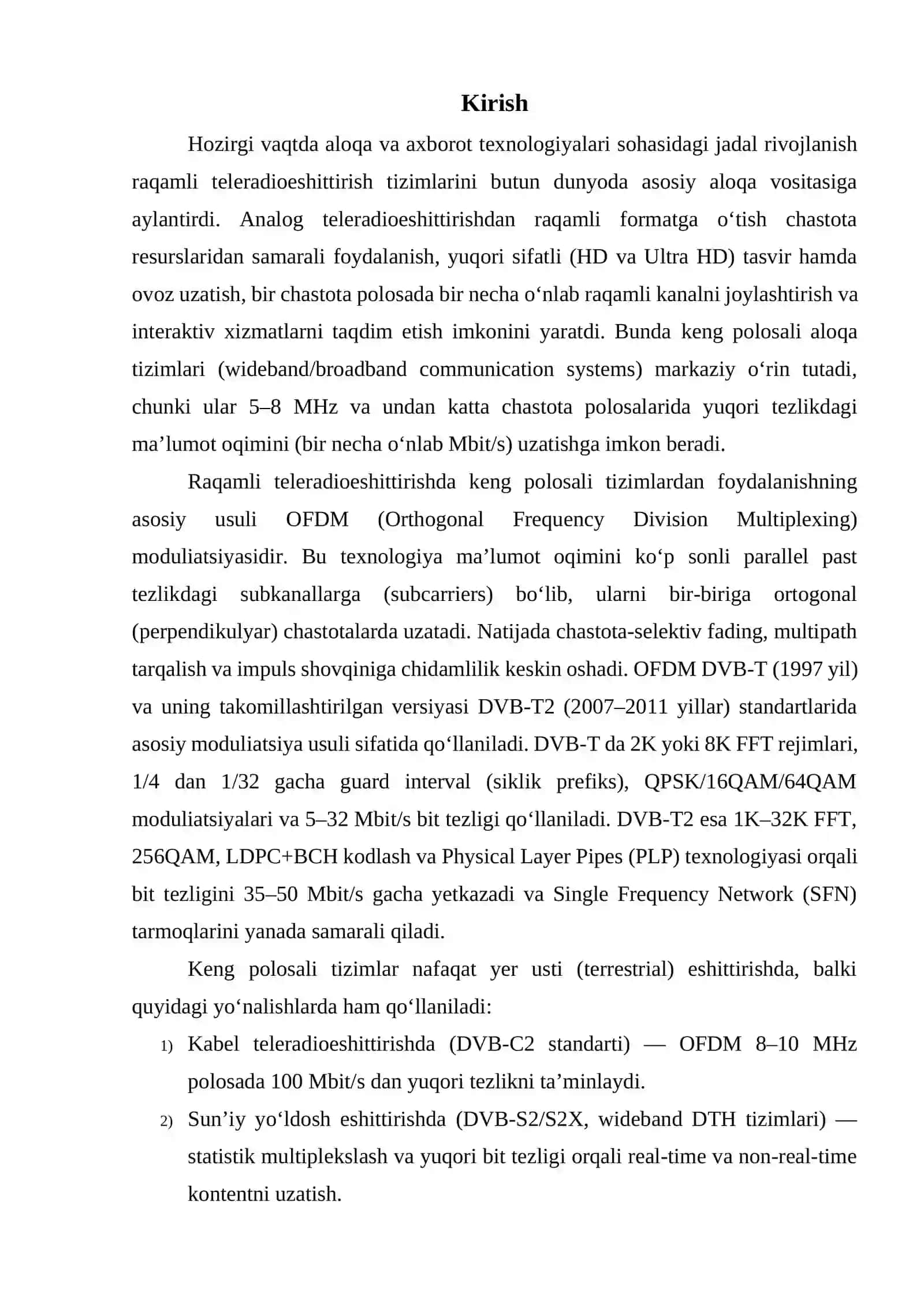 Raqamli teleradioeshittirishda keng polosali aloqa tizimlaridan foydalanish usullari 3