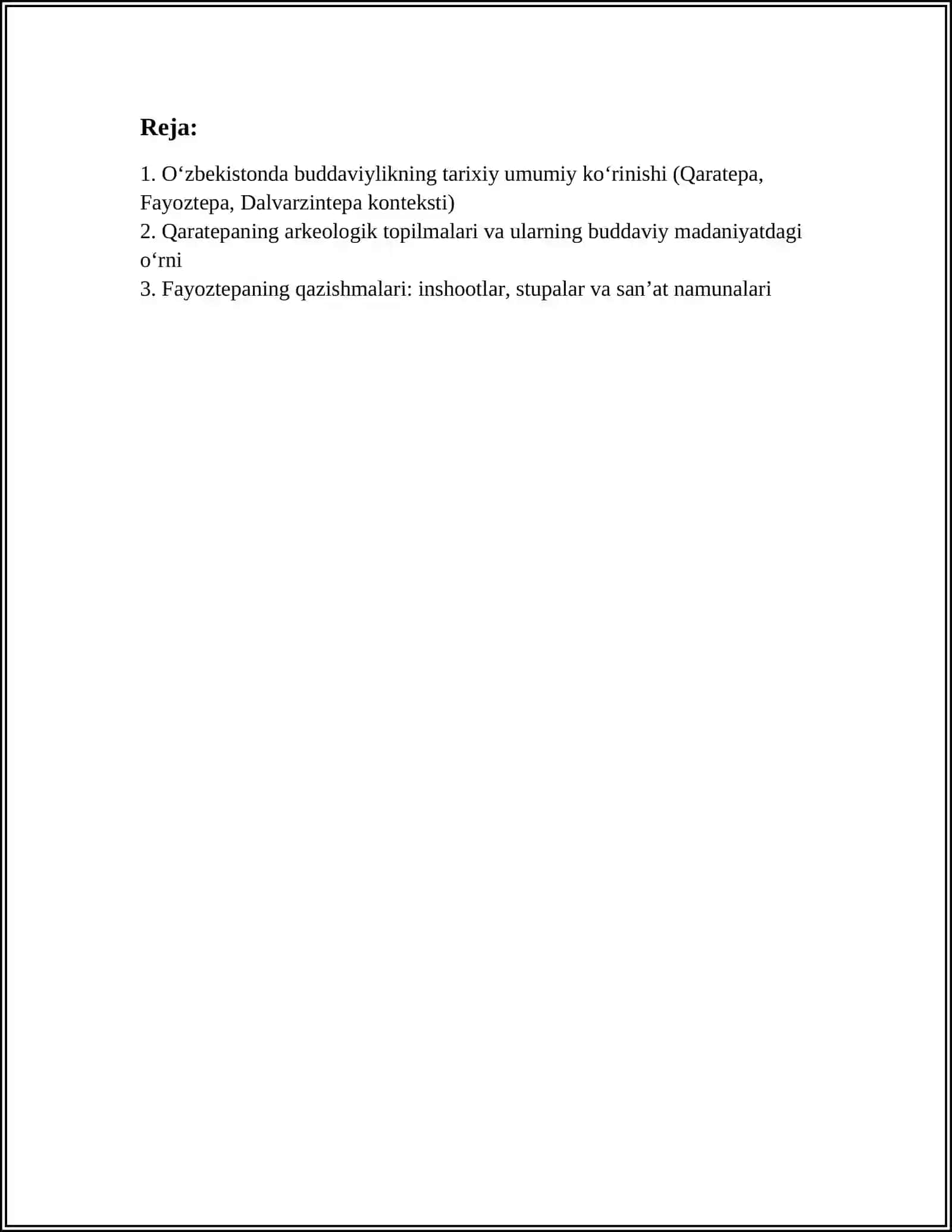 O'ZBEKISTON BUDDAVIYLIK DININING TARIXIY ILDIZLARI (QARATEPA, FAYOZTEPA,DALVARZINTEPA)VA HOZIRGI ZAMON 3